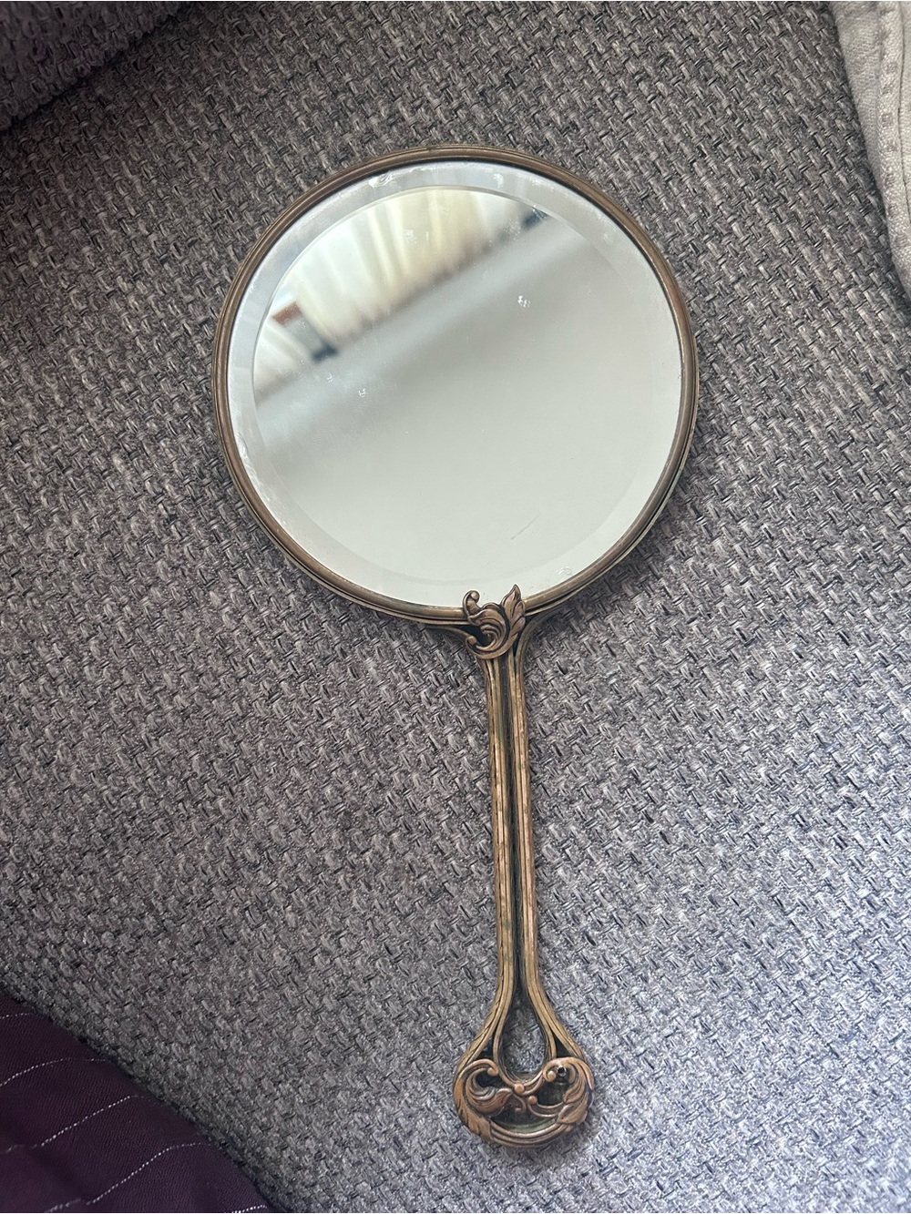 Antique-Style Bronze Hand Mirror Wall Decor - Bronze Finish